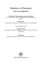 Cover of Statistics of extremes by Jan Beirlant