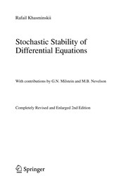 Front cover of Stochastic Stability of Differential Equations by Rafail Khasminskii