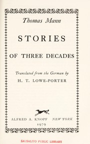 Front cover of Stories of three decades by Thomas Mann