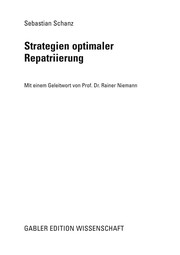 Front cover of Strategien optimaler Repatriierung by Sebastian Schanz
