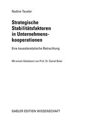 Front cover of Strategische Stabilitätsfaktoren in Unternehmenskooperationen by Nadine Teusler