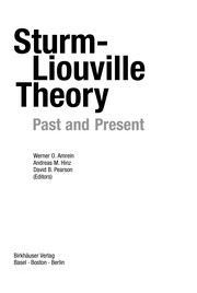 Front cover of Sturm-Liouville theory by Werner O. Amrein