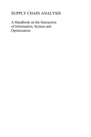 Cover of Supply Chain Analysis by Christopher S. Tang