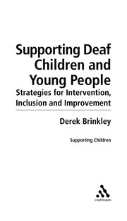 Front cover of Supporting deaf children and young people by Derek Brinkley