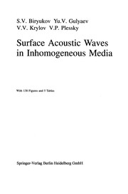 Front cover of Surface Acoustic Waves in Inhomogeneous Media by Sergey V. Biryukov