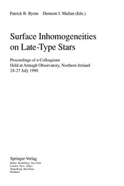 Cover of Surface inhomogeneities on late-type stars by Dermott J. Mullan
