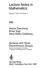Front cover of Surfaces and planar discontinuous groups by Heiner Zieschang