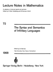 Front cover of The Syntax and semantics of infinitary languages by Jon Barwise