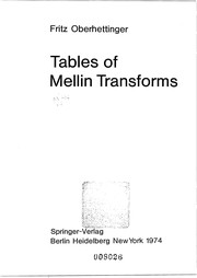 Front cover of Tables of Mellin transforms by Oberhettinger