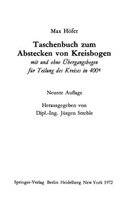 Front cover of Taschenbuch zum Abstecken von Kreisbogen by Max Höfer