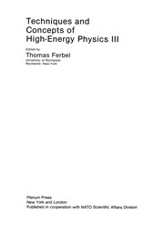 Cover of Techniques and Concepts of High-Energy Physics III by Thomas Ferbel