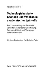Front cover of Technologiebasierte Chancen und Wachstum akademischer Spin-offs by Felix Riesenhuber