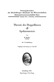 Front cover of Theorie des Doppellinsen-c-Spektrometers by Walther Wilhelm Bothe