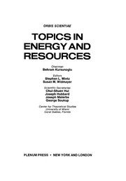 Front cover of Topics in Energy and Resources by Stephan L. Mintz