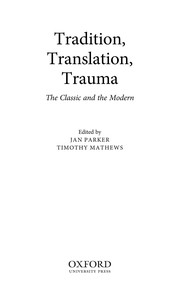 Front cover of Tradition, translation, trauma by Jan Parker