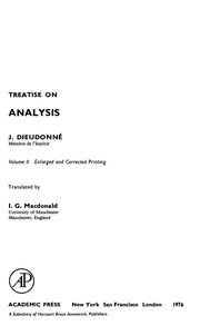 Cover of Treatise on Analysis Volume II. (Pure & Applied Mathematics 10-II) by Jean Alexandre Dieudonné