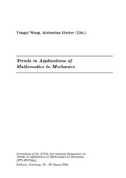 Front cover of Trends in applications of mathematics to mechanics by Symposium on Trends in Applications of Mathematics to Mechanics (14th 2004 Seeheim, Germany)