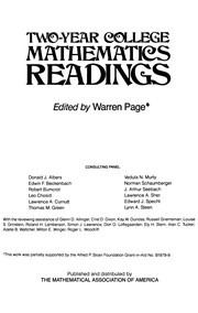 Cover of Two-year college mathematics readings by Page, Warren