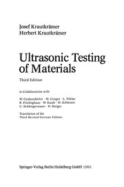 Front cover of Ultrasonic Testing of Materials by Josef Krautkrämer