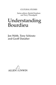 Cover of Understanding Bourdieu by Jen Webb