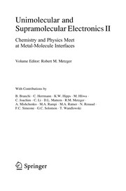 Front cover of Unimolecular and Supramolecular Electronics II by Robert M. Metzger