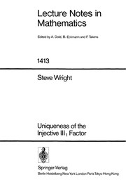 Cover of Uniqueness of the injective III₁ factor by Wright, Steve