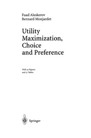 Cover of Utility Maximization, Choice and Preference by Fuad Aleskerov