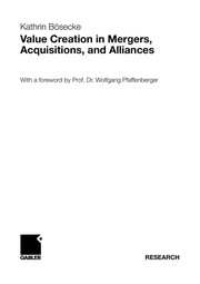 Front cover of Value Creation in Mergers, Acquisitions, and Alliances by Kathrin Bösecke