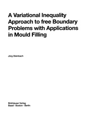 Front cover of A Variational Inequality Approach to free Boundary Problems with Applications in Mould Filling by Jörg Steinbach