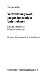 Front cover of Vertriebswegswahl junger, innovativer Unternehmen by Thomas Müller