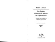 Cover of Vocabulaire technique et critique de la philosophie by André Lalande