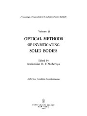 Front cover of Volume 25: Optical Methods of Investigating Solid Bodies by D. V. Skobel'tsyn