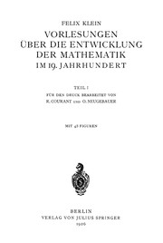 Cover of Vorlesungen über die Entwicklung der Mathematik im 19. Jahrhundert by Felix Klein