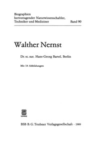 Cover of Walther Nernst by Hans-Georg Bartel