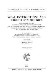 Front cover of Weak Interactions and Higher Symmetries by Paul Urban