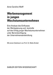 Front cover of Werbemanagement in jungen Wachstumsunternehmen by Anne Caroline Wolff