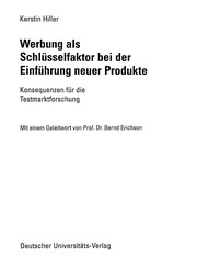 Front cover of Werbung als Schlüsselfaktor bei der Einführung neuer Produkte by Kerstin Hiller