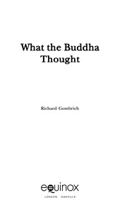 Front cover of What the Buddha thought by Richard F. Gombrich