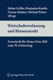 Front cover of Wirtschaftsverfassung und Binnenmarkt by Stefan Griller