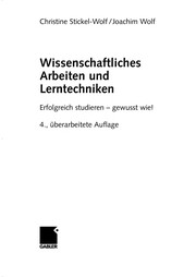 Front cover of Wissenschaftliches Arbeiten und Lerntechniken by Christine Stickel-Wolf