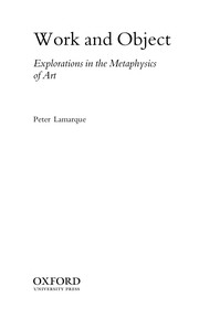 Cover of Work and object by Peter Lamarque