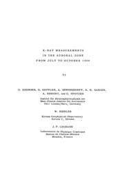 Front cover of X-Ray Measurements in the Auroral Zone from July to October 1964 by G. Kremser
