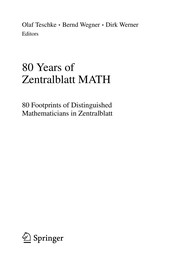 Front cover of 80 Years of Zentralblatt MATH by Olaf Teschke