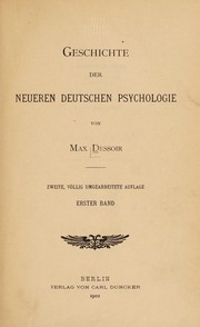 Front cover of Geschichte der neueren deutschen Psychologie by Max Dessoir