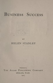 Front cover of Business success by Helen Stanley