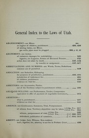 Front cover of General index to the statutes of Utah by Utah.