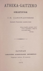Cover of Atheka-gaitzeko by J. B. Dasconaguerre