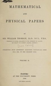 Cover of Mathematical and physical papers by William Thomson Kelvin