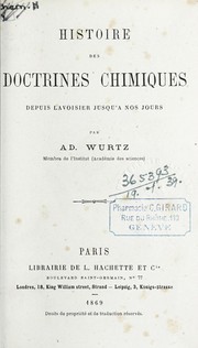 Cover of Histoire des doctrines chimiques depuis Lavoisier jusqu'à nos jours by Ad Wurtz