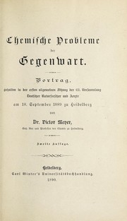 Front cover of Chemische Probleme der Gegenwart by Meyer, Victor